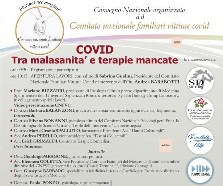 Roma: venerdì 26 maggio convegno nazionale dei familiari vittime del covid tra malasanità e terapie mancate